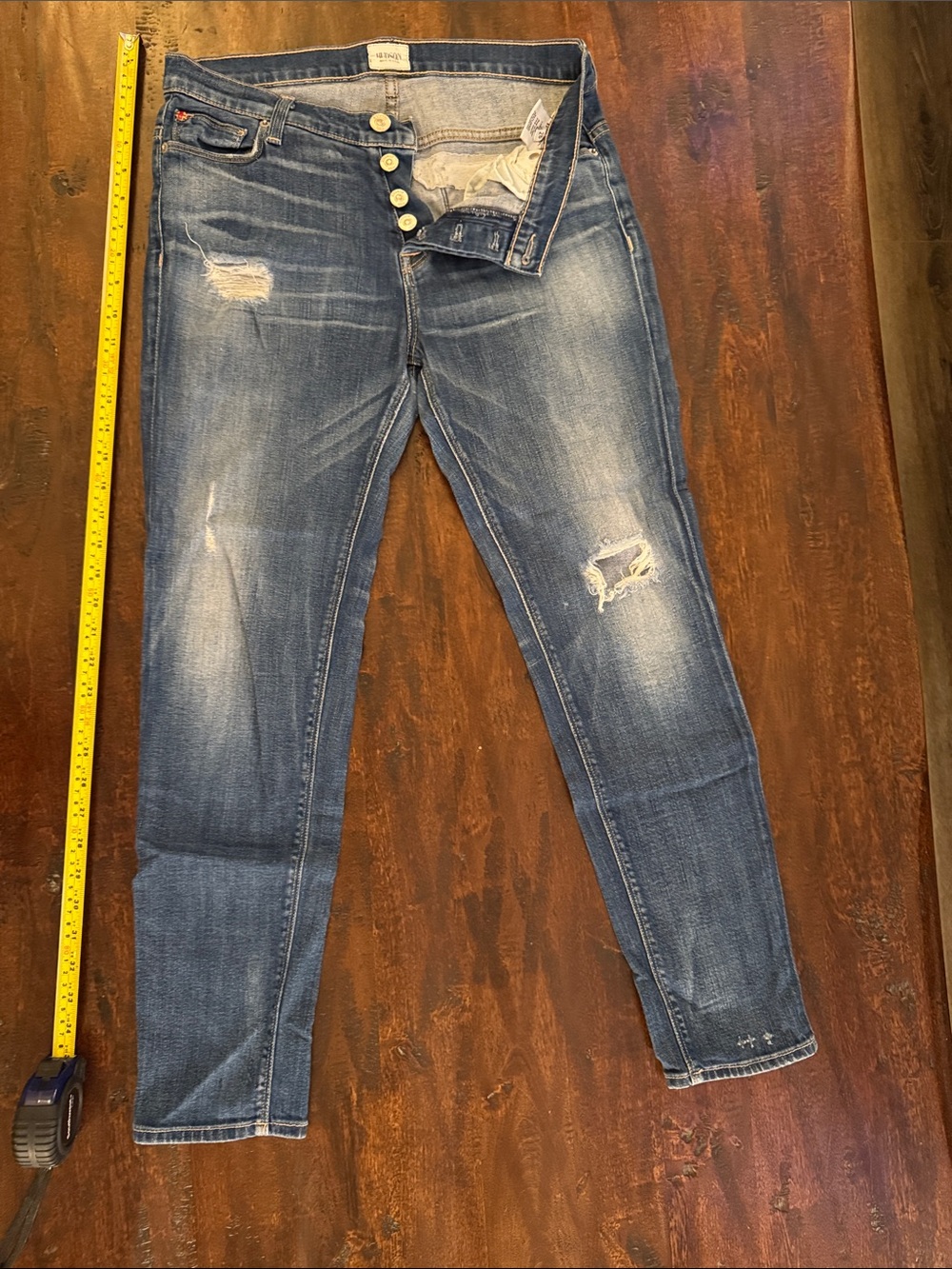 Hudson Jeans women's Leigh Boyfriends, Skinny Distressed Blue Denim, size 26